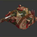 Detailed CADIA Tank Model with Green and Brown Camouflage Main Cannon and Tracks