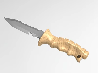 High Quality Hardware Tool Knife With Serrated Blade And Wooden Textured Handle 3d model
