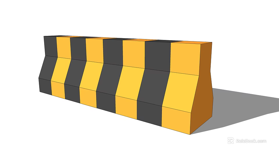 Yellow And Black Striped Concrete Traffic Barrier For Road Safety Control 3d model 