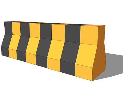 Yellow And Black Striped Concrete Traffic Barrier For Road Safety Control 3d model