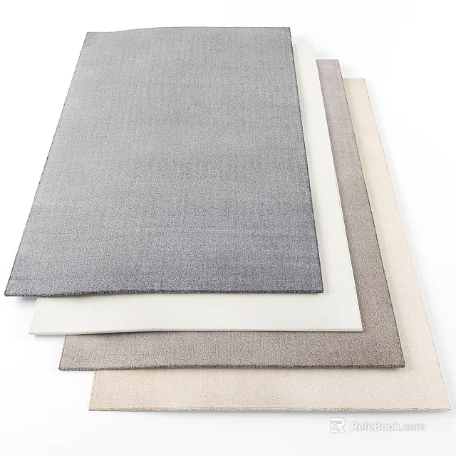 Square Rugs In Neutral Tones With Soft Textured Fabric For Home Decor 3d model 