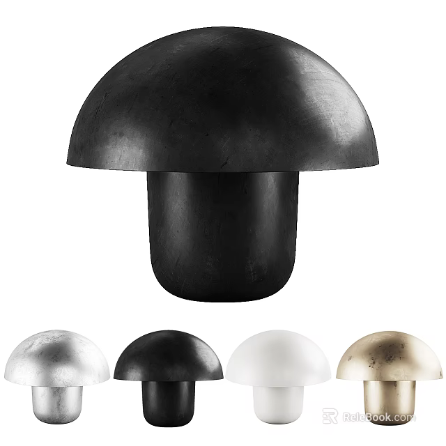 Modern Mushroom Shaped Table Lamp In Silver Black White Gold Colors 3d model 