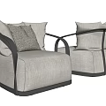 Light Gray Single Sofa With Black Frame And Soft Cushions 3d model