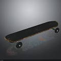 Vintage Skateboard Structure With Dark Deck Surface Wooden Edge And Black Wheels
