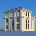 European Style Two Story Detached Villa With Cream Exterior Blue Roof And Balcony