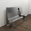 Modern Public Chair With Metal Structure Human Silhouette Cutout In Indoor Setting