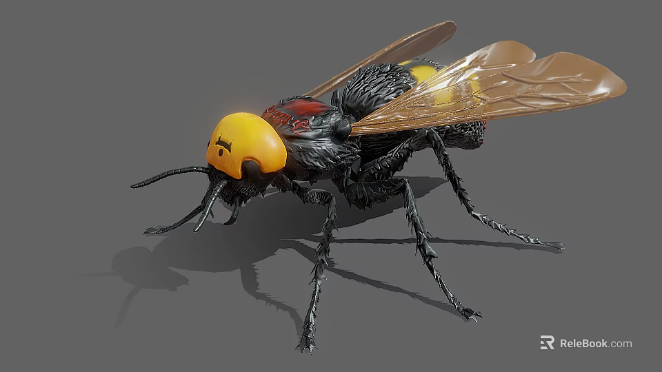 Vibrant Reptile Lizard With Yellow Head And Black Scaled Body Details 3d model 