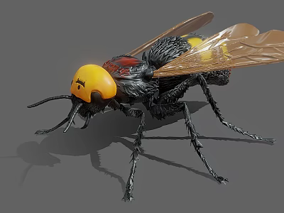 Vibrant Reptile Lizard With Yellow Head And Black Scaled Body Details 3d model