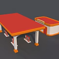 Coffee Shop Furniture Set With Red Tabletop White Legs And Counter