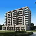 Modern Residential Building With Light Facade Multiple Balconies And Green Landscaping