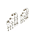 Vintage Brass Shower Faucet Set With Rainfall Head Handheld Sprayer And Control Handles