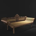 Classic Carved Rattan Sofa With Ornate Golden Frame And Spacious Design