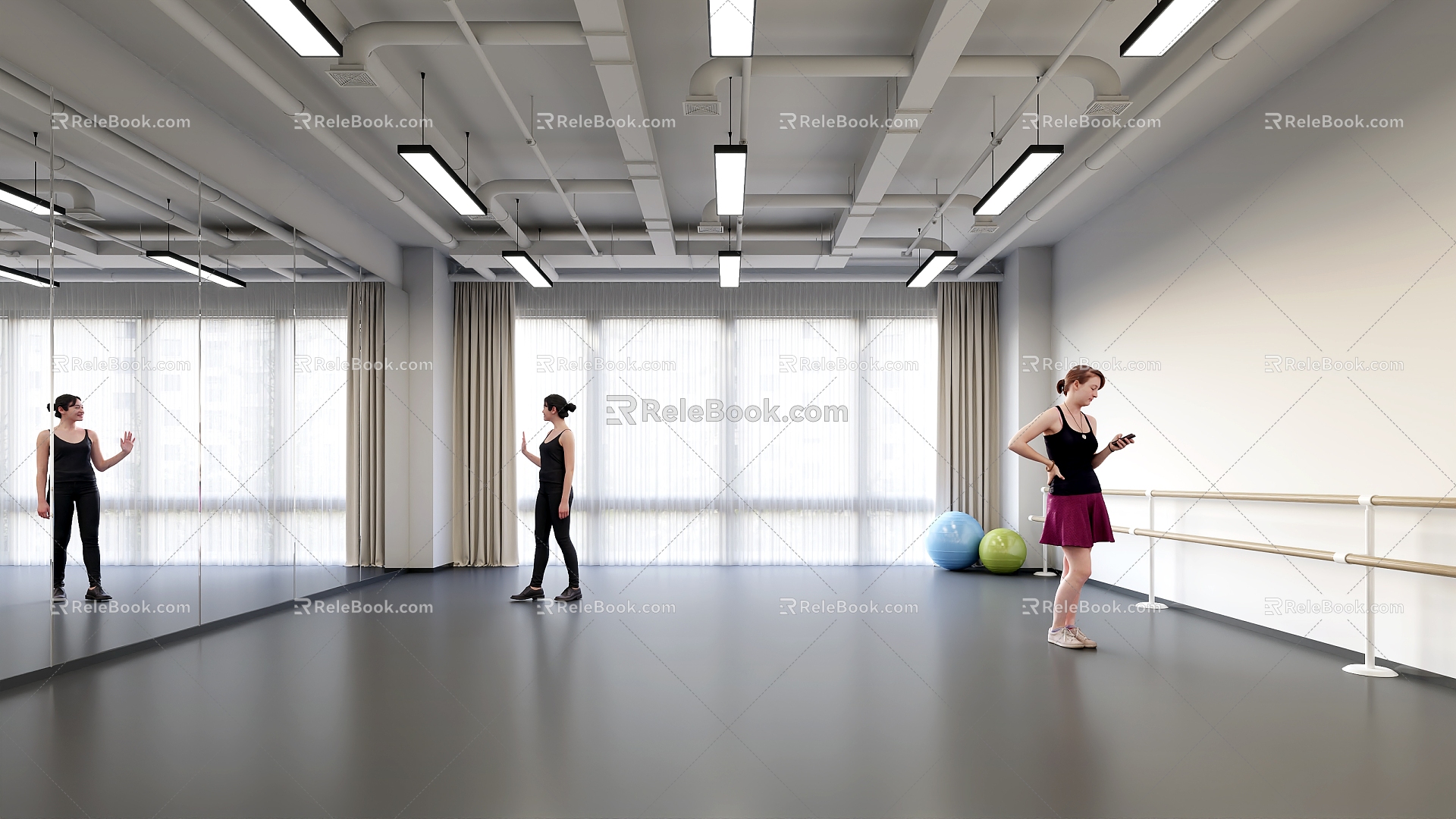 Modern Yoga Studio Dance Studio Yoga Studio Exercise Room 3d model