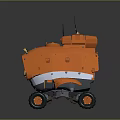 Orange Mars Rover Exploring Planetary Terrain With Robotic Wheels And Scientific Instruments