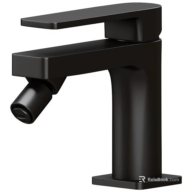 Sleek Modern Matte Black Faucet With Single Handle And Tall Neck Design 3d model 