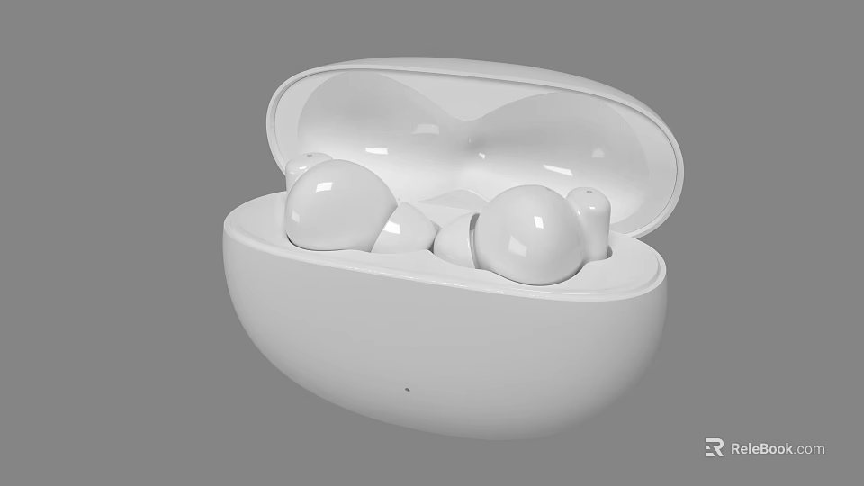 White Wireless Earbuds In Open Charging Case With Sleek Modern Design 3d model