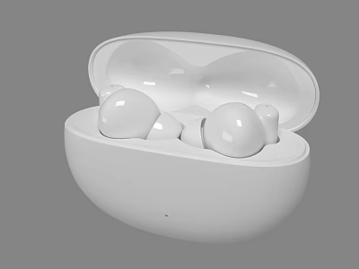 White Wireless Earbuds In Open Charging Case With Sleek Modern Design 3d model