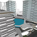 Hong Kong Land Modern Architectural Project With Spiral Staircase And Tall Buildings