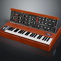 Professional Vintage Electronic Musical Synthesizer With Wooden Case Black And White Keys And Control Knobs