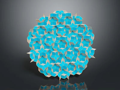 Circular Blue And White Intricate Geometric Three Dimensional Art Installation With Pattern Design 3d model