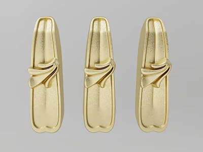 Three Gold Carved Decorative Ornaments With Intricate Patterns And Fine Craftsmanship 3d model