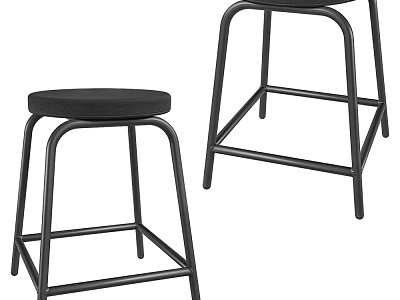 Modern Stylish Bar Stools With Black Upholstered Seat And Metal Frame For Kitchen Island 3d model