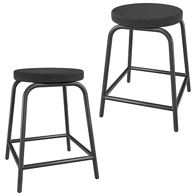 Modern Stylish Bar Stools With Black Upholstered Seat And Metal Frame For Kitchen Island 3d model