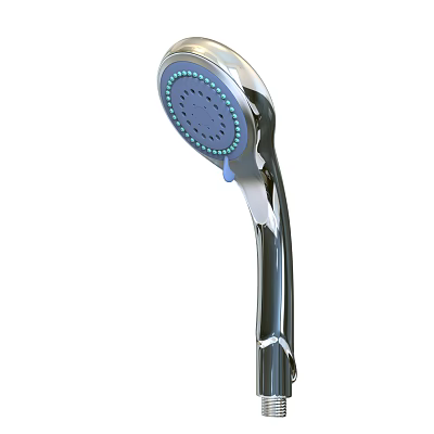 Chrome Plated Shower Head With Round Spray Nozzle And Water Drop Design 3d model