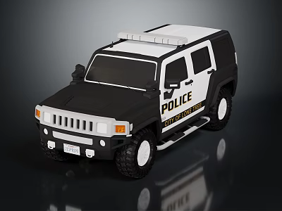 Military Police Off Road Vehicle With Black And White Exterior And Roof Equipment 3d model