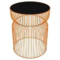 Modern Metal Side Table with Black Top and Golden Wire Frame Design 3d model