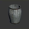 Vintage Wooden Barrel for Home Storage with Worn Surface and Metal Hoops