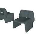 Two Gray Fabric Modern Leisure Chairs With Unique Curved Backrest and Armrest Design