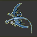 Blue Winged Dragon And White Haired Female Character In Fantasy 3D Design