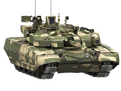 Modern Military Tank With Camouflage Paint Turret Equipment And Design Details 3d model
