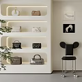 Stylish Clothing Rack Featuring Hanging Clothes Black Chair Shoes And Wall Art