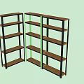 Two Combined Metal Frame Storage Shelves With Wooden Multi Tier Shelving Design