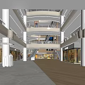 Spacious Modern Mall Atrium With Multi Level Floors Bright Lighting And Retail Stores