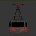 Vintage Red And Black Cable Car Model With Metal Ladder Grid Platform And Glass Windows