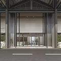 Modern Luxury Lobby Front Desk Reception With Round Marble Desk And Green Plants