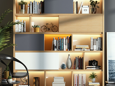 Modern bookcase decoration combination model