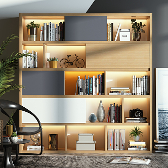 Modern bookcase decoration combination 3d model