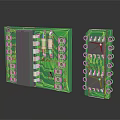 Two Green Electronic Circuit Boards With Components Connectors And Chips Design 3d model