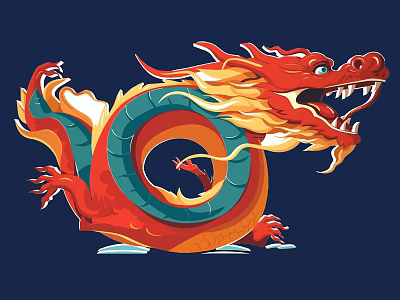 Vibrant Red And Blue Dragon Themed Decorative Wall Decor Art Piece 3d model