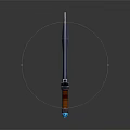 Medieval Decorative Sword With Sharp Metal Blade Red Hilt And Blue Gem Accent