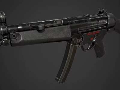 Classic Submachine Gun With Black Metal Body Detailed Barrel And Magazine 3d model