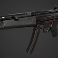 Classic Submachine Gun With Black Metal Body Detailed Barrel And Magazine