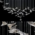 Butterfly Shaped Crystal Chandelier with Hanging Transparent Glass Modern Decorative Design