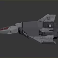 Sci Fi Spaceship 3D Model With Gray Body Red Nose And Detailed Structure 3d model