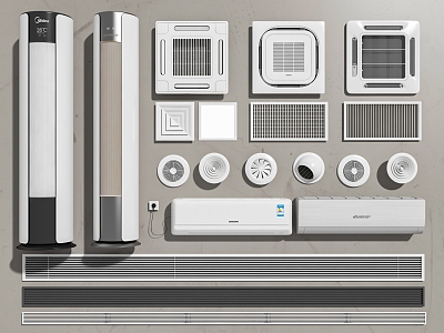 Wall-mounted air conditioner outlet 3d model