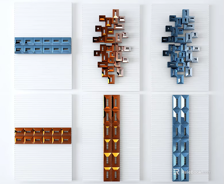 Modern Geometric Wall Decor With Colorful Metal Designs For Home Interiors 3d model 